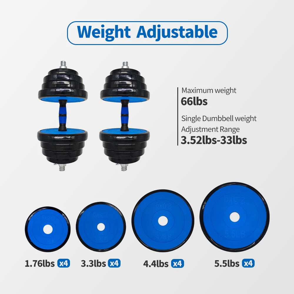 88 Lbs Adjustable Dumbbell Set with Connecting Rod S724936