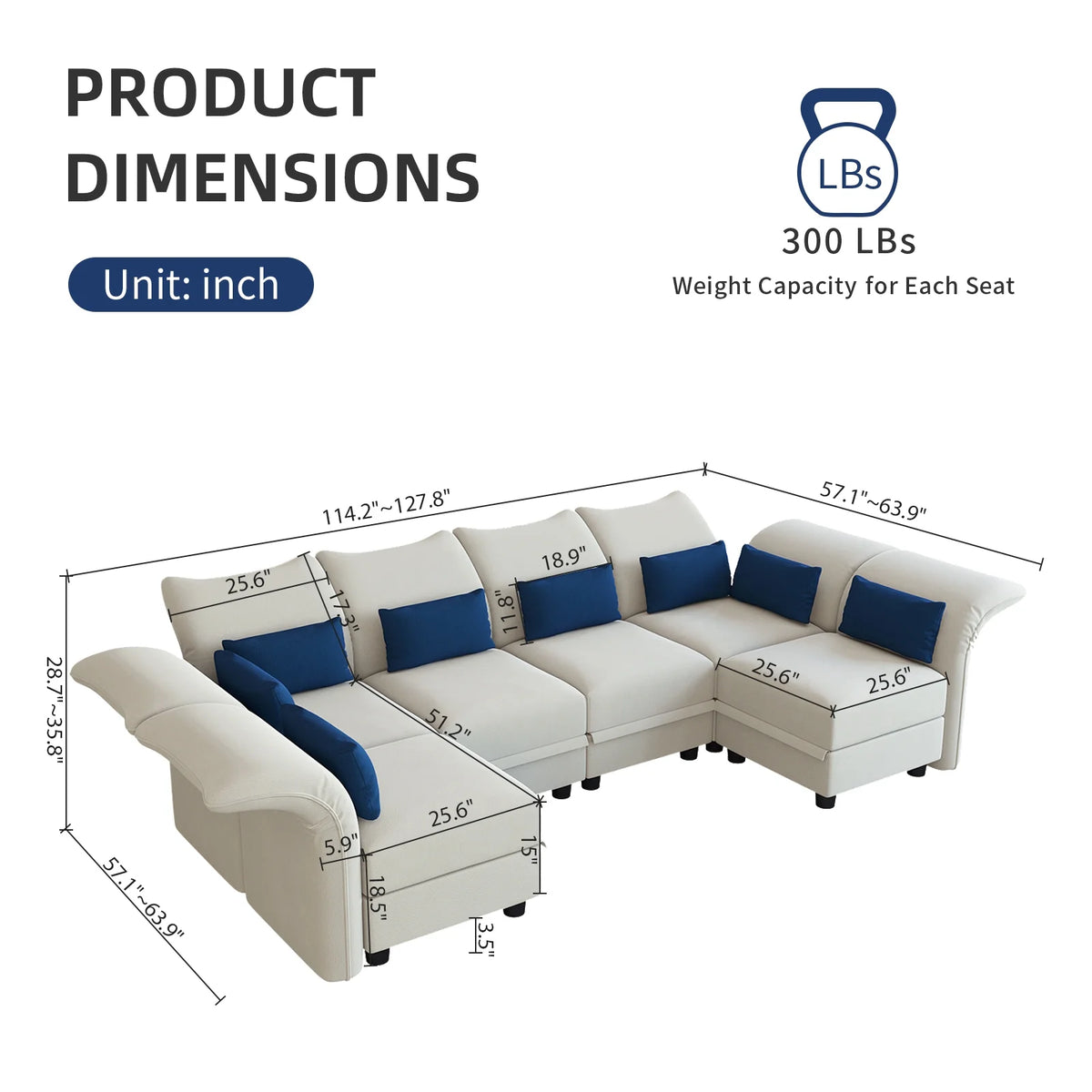 6-Seater Velvet U Shaped Modular Sectional Sofa with Storage Chaise G7055