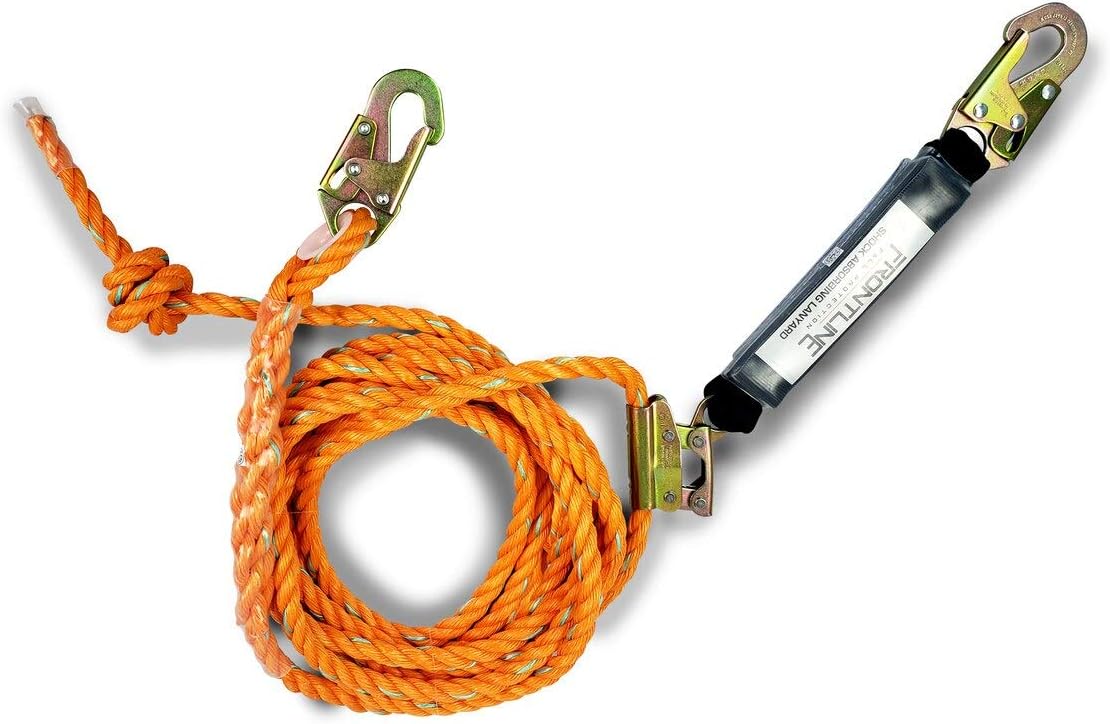 Roofers Kit with Full Body Harness, Vertical Lifeline, Rope Grab and Roof Anchor H191