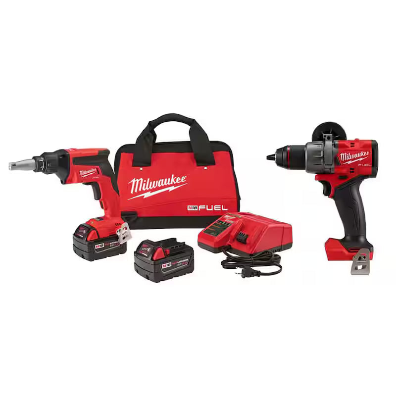 18-Volt Lithium-Ion Brushless Cordless Drywall Screw Gun Kit with Hammer Drill Q69692