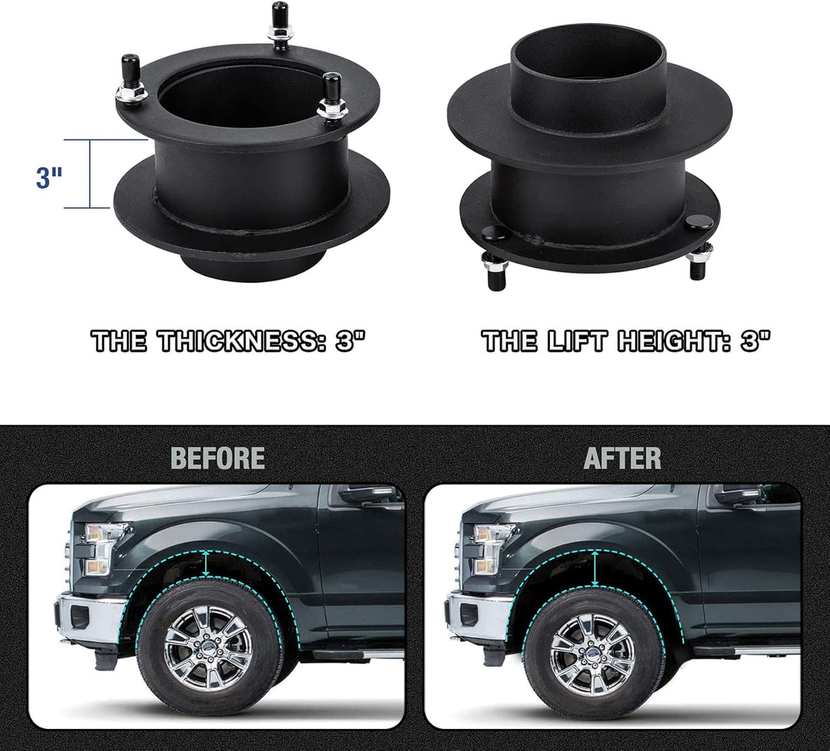 2 Front Leveling Lift Kits for 4WD Dodge Ram 1500 2500 3500 Trucks W311