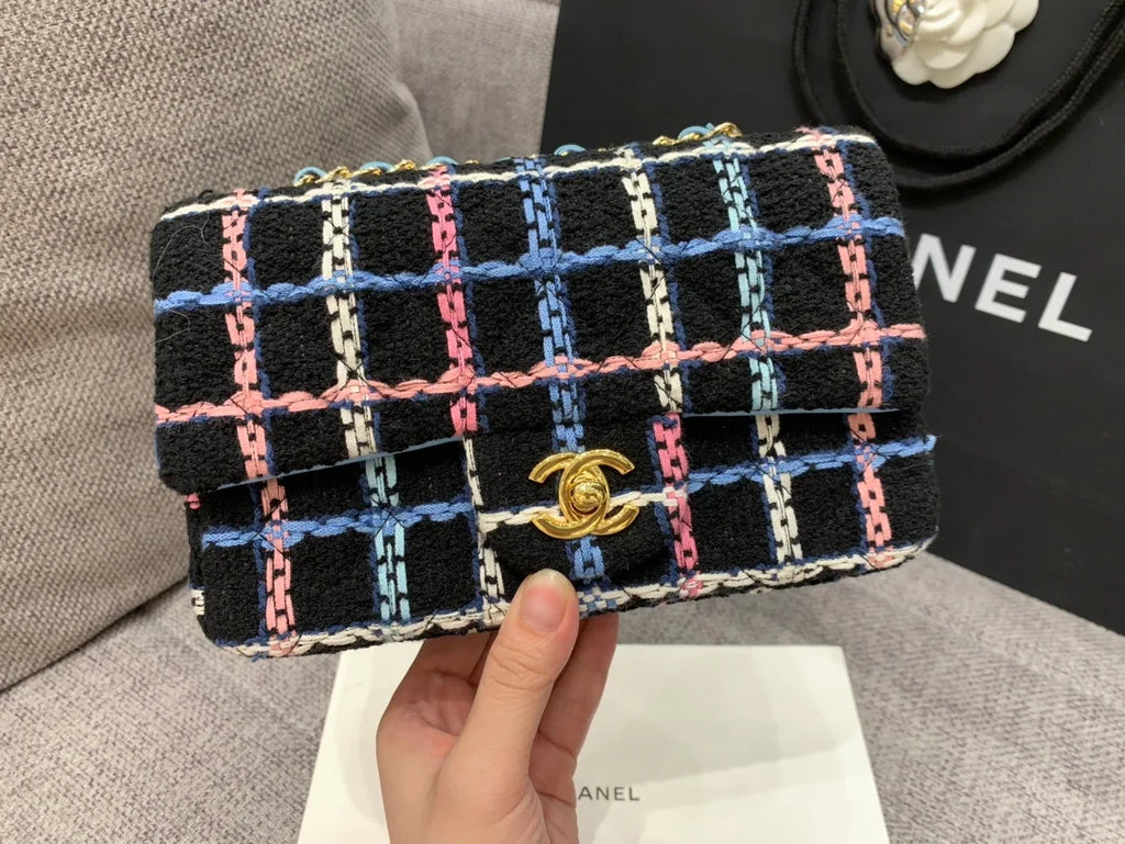 Navy Tweed Mini Rectangular Flap Bag F4995