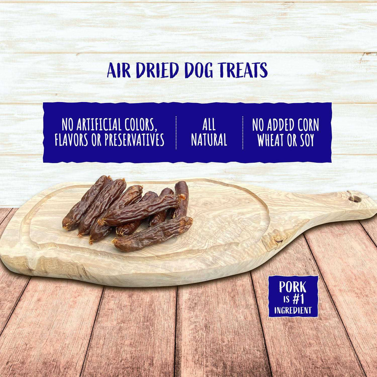 Air Dried Pork and Apple Sausage Dog Treats D628