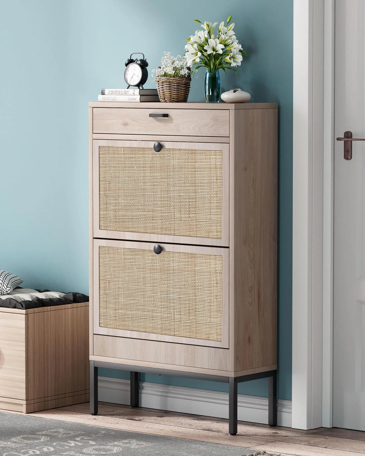 Shoe Storage Cabinet with Flip Drawers J107886