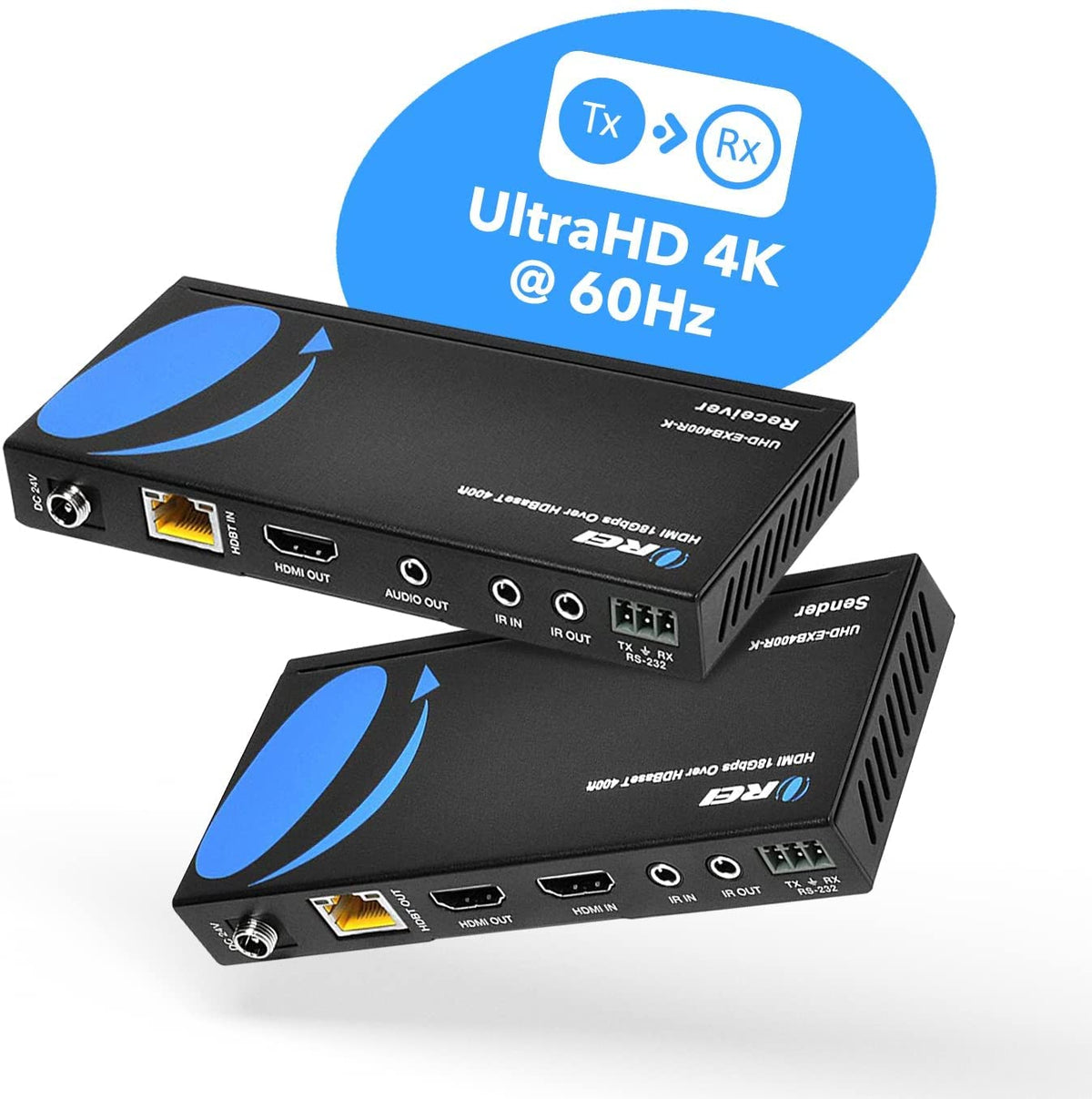 4K HDMI Extender Balun Over Single CAT5e/6/7 Cable Up to 400 Ft R9174