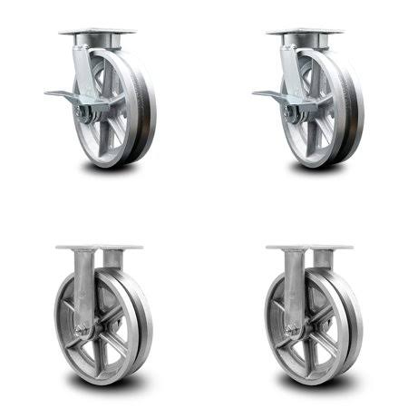 8 inch V Groove Semi Steel Swivel Caster Set H8504