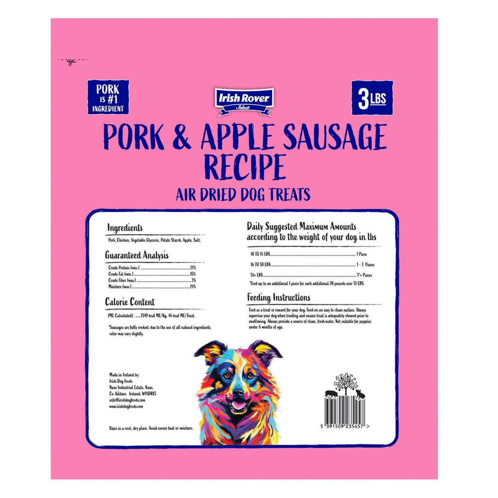 Air Dried Pork and Apple Sausage Dog Treats D628