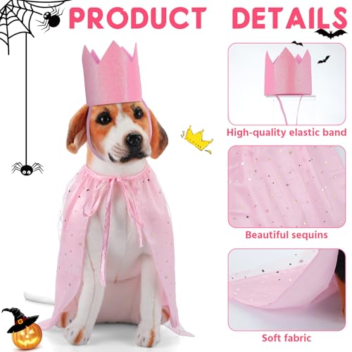 4 Pcs Halloween Pet Costume Witch Cloak Hat and Crown Set M38323