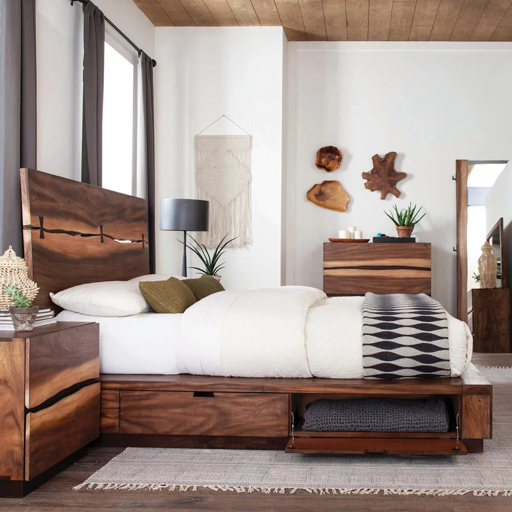 Eastern King Bed Smokey Walnut and Coffee Bean T1723