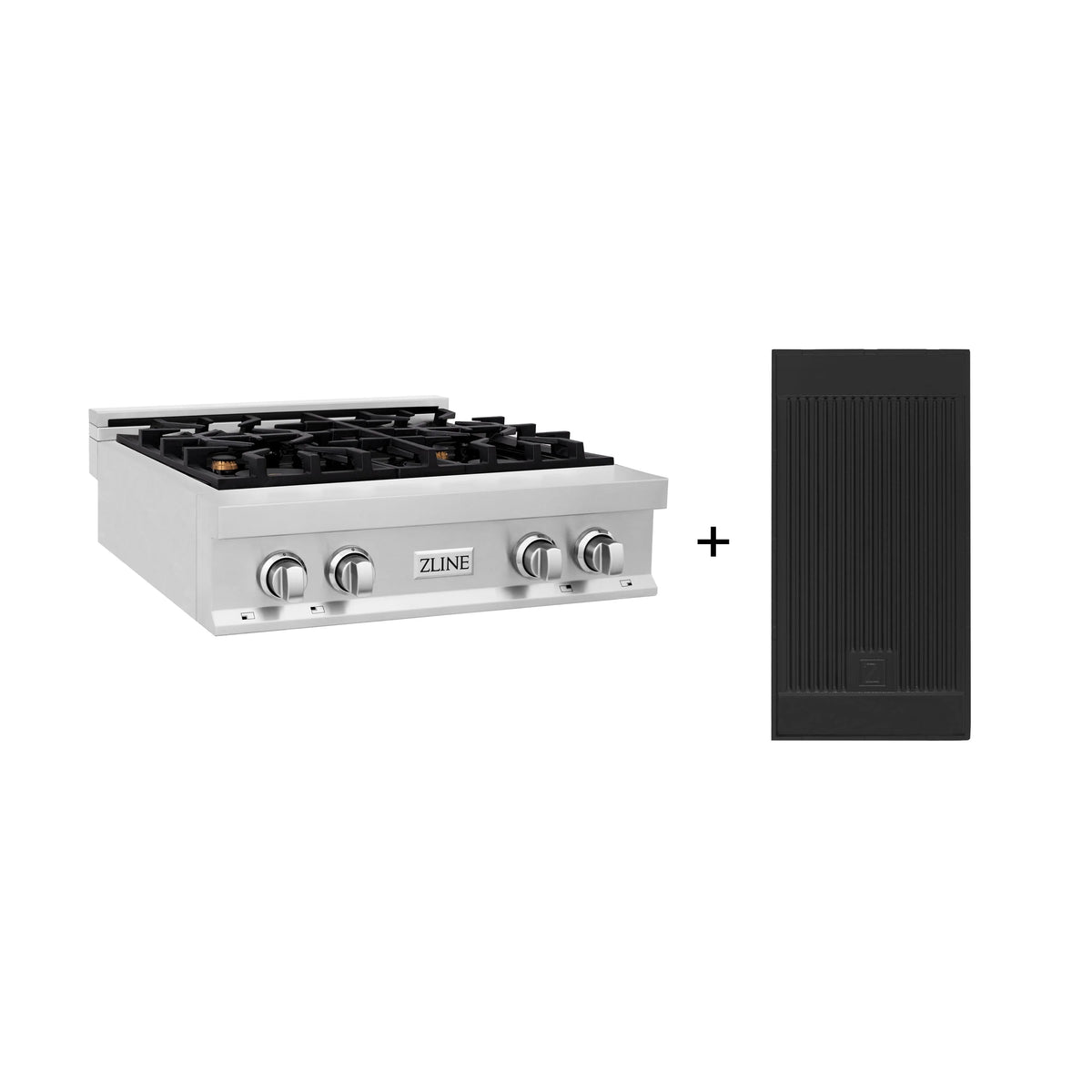 30 Stainless Steel Gas Rangetop with 4 Brass Burners and Griddle Y459