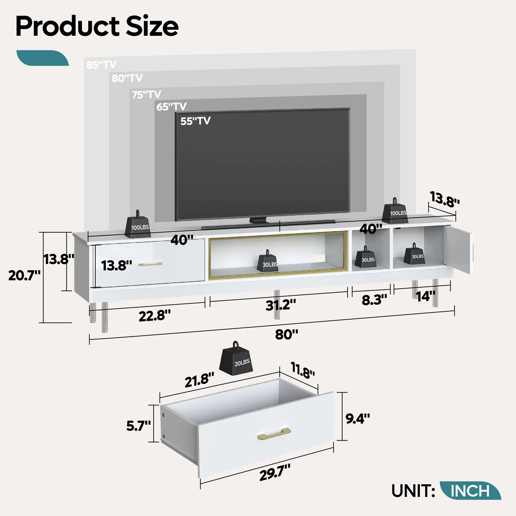 Black TV Stand with LED Lights and Drawer Y410589