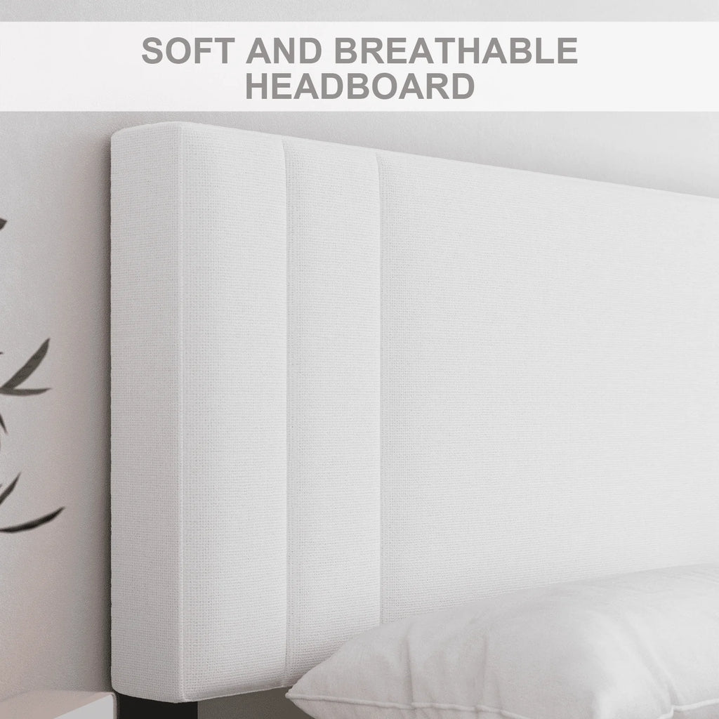 Full Size Platform Bed Frame with Fabric Upholstered Headboard R930