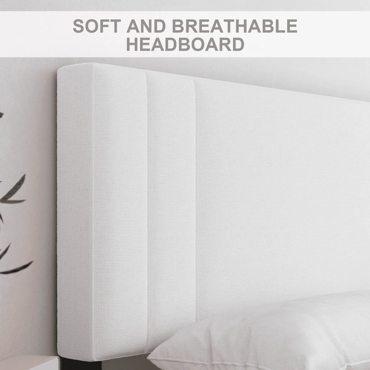 Full Size Platform Bed Frame with Fabric Upholstered Headboard R930