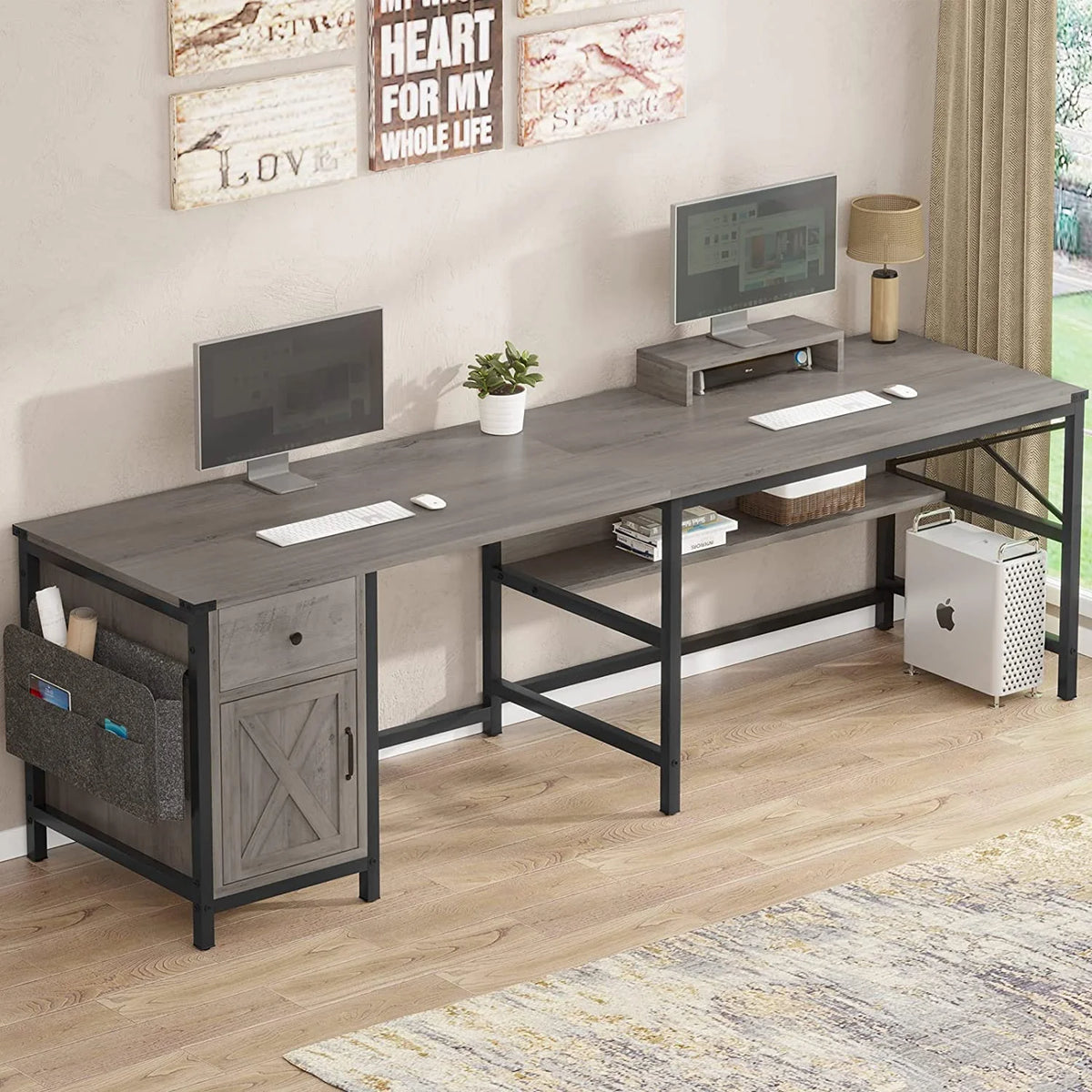 L Shaped Office Desk with Drawer and Storage Cabinet X8893