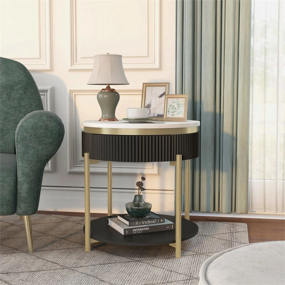 Wood 1-Drawer End Table Set of 2 Q107707