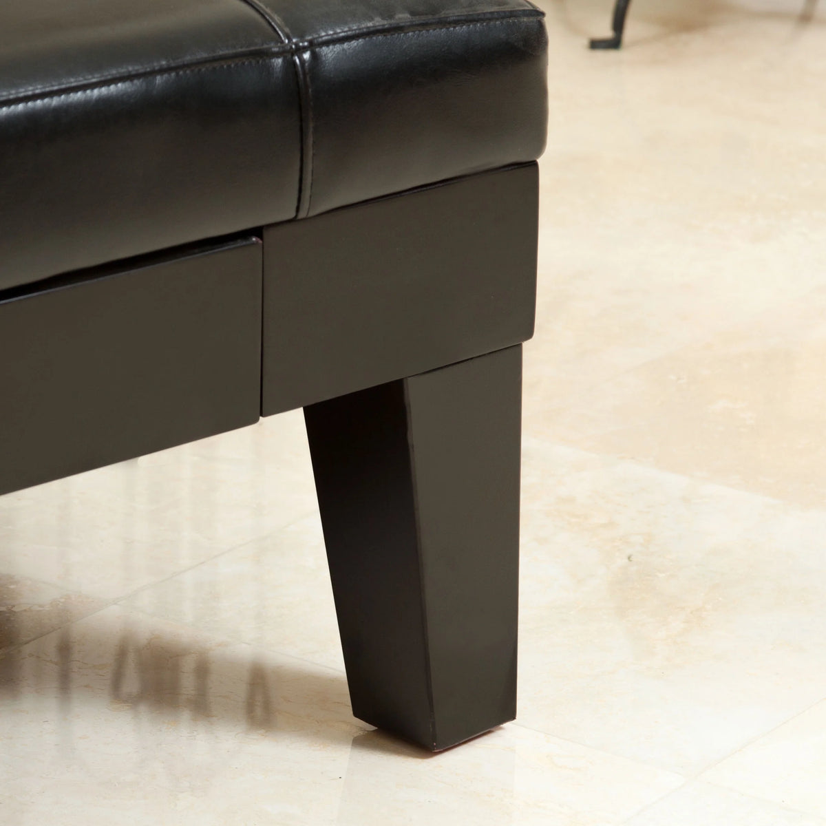 Black and Dark Brown Bonded Leather Tufted Ottoman T128748