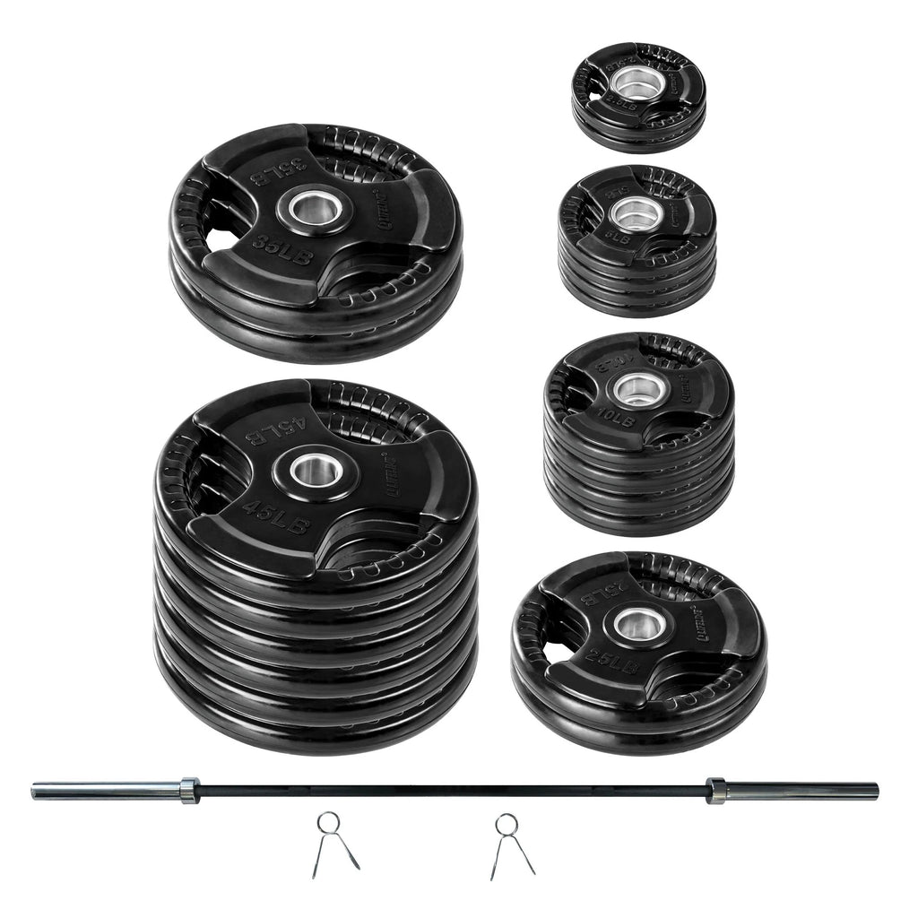 400 LB Olympic Weight Set with Barbell and Clips F90283