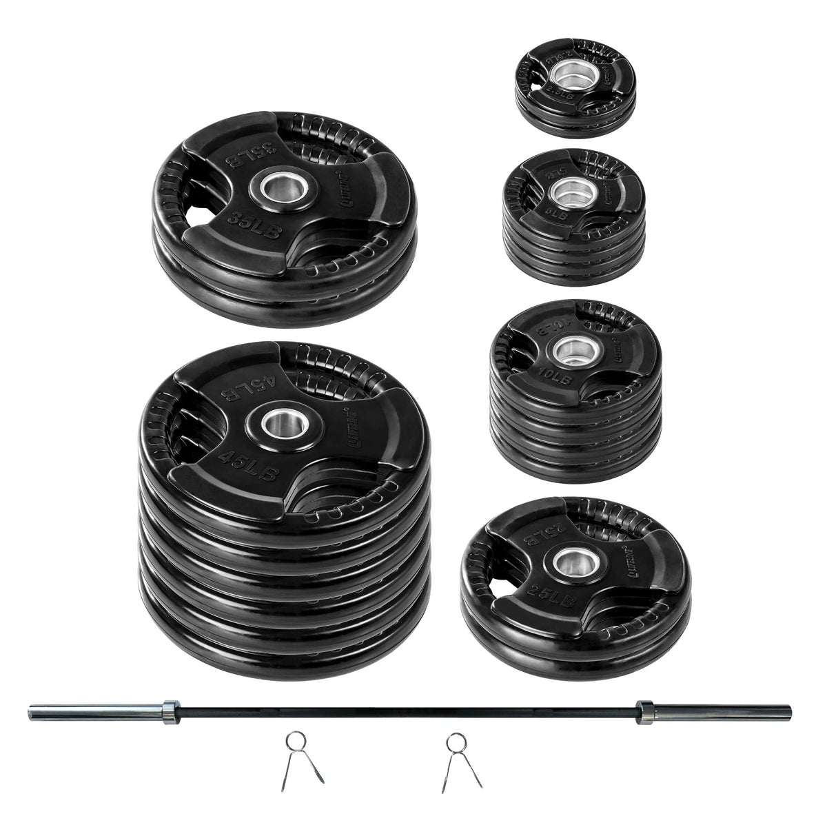 400 LB Olympic Weight Set with Barbell and Clips F90283