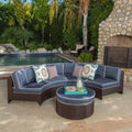 5 Piece Outdoor Wicker Seating Set with Ottoman and Cushions E8125