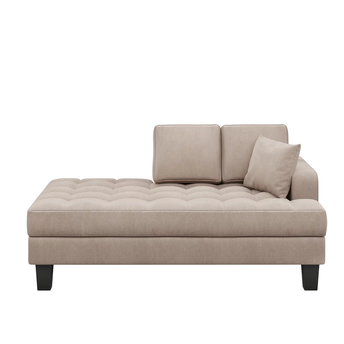 Warm Grey Tufted Chaise Lounge with Toss Pillow N760830