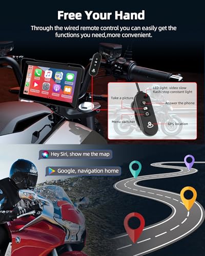 7 inch Motorcycle CarPlay Screen with Dual 2K Cameras O298588