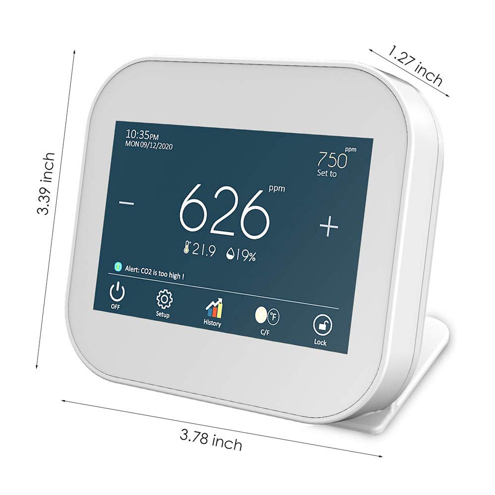 Indoor CO2 Meter Temperature and Relative Humidity Detector 0~9999ppm Pack of 2 A363187