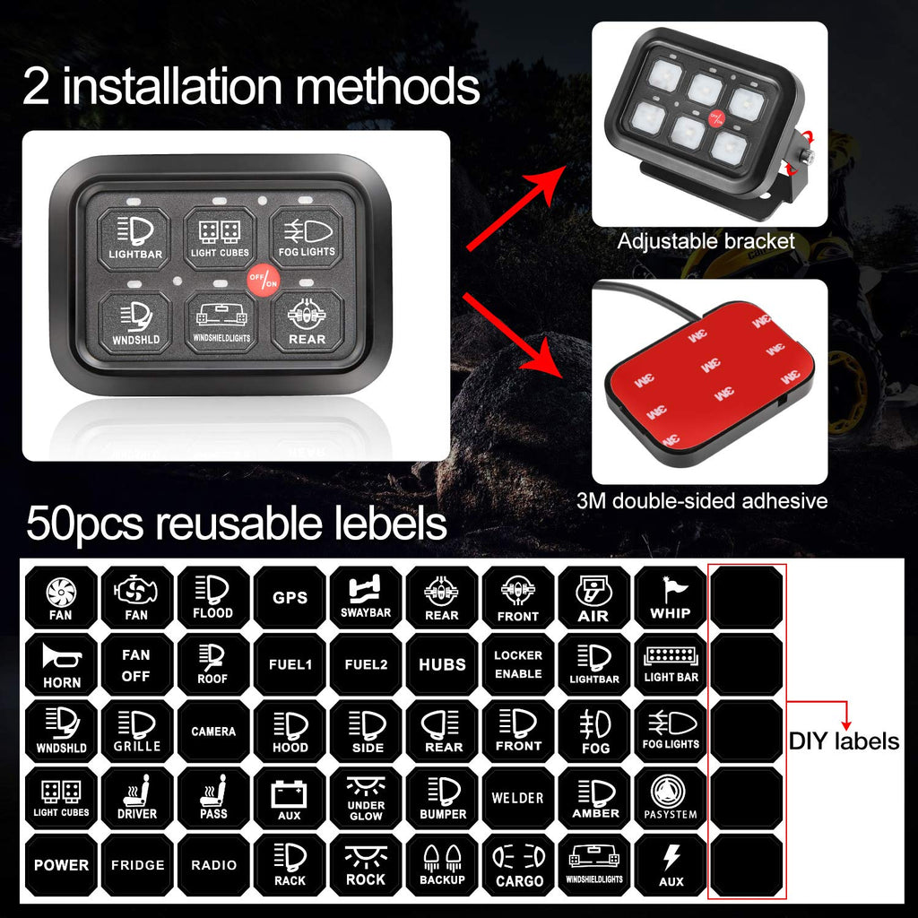 6 Gang Switch Panel with Harness Label Sticker X593695