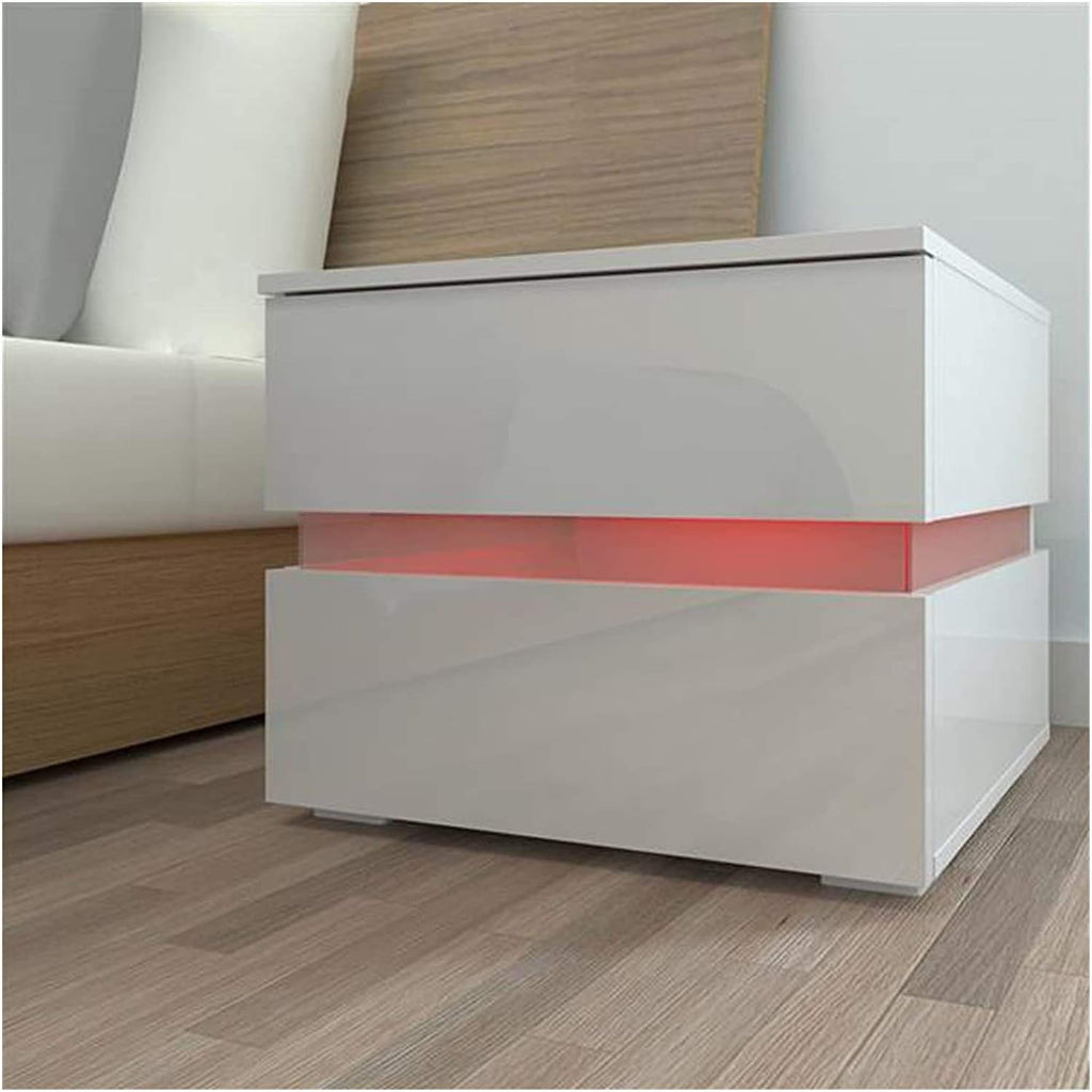 White 2 Drawer High Gloss Nightstand N594956