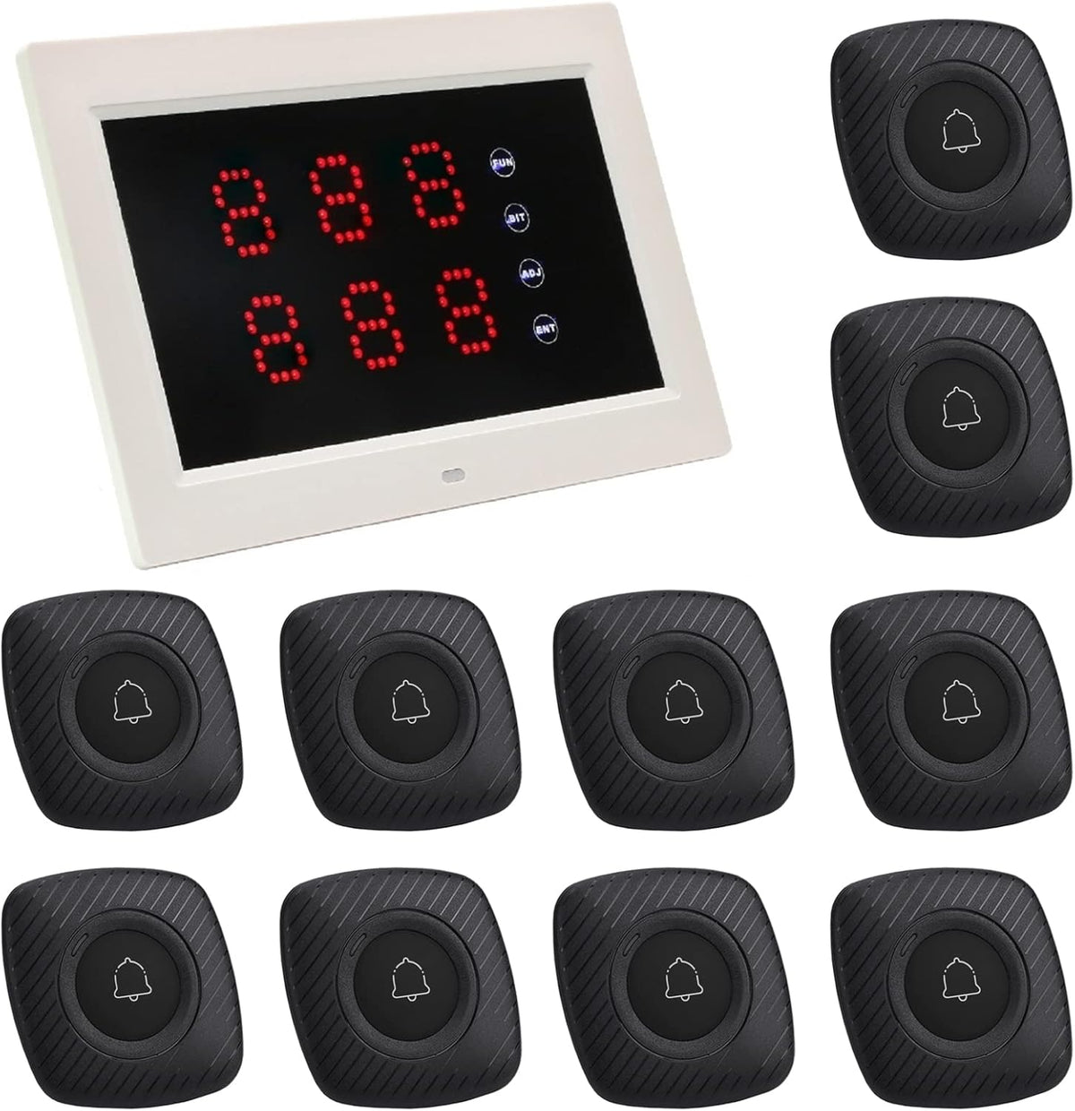 Wireless Calling System with 1 Number Display and 10 Waterproof Call Buttons I3928
