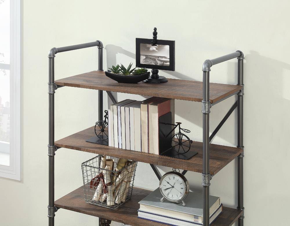Brown Metal 5-Shelf Bookcase W988