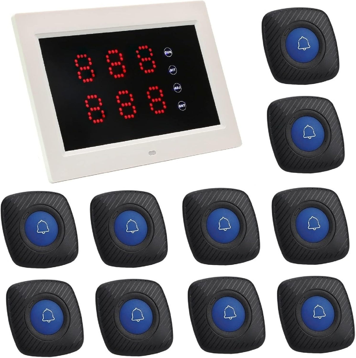 Wireless Calling System with 1 Number Display and 10 Waterproof Call Buttons I3928