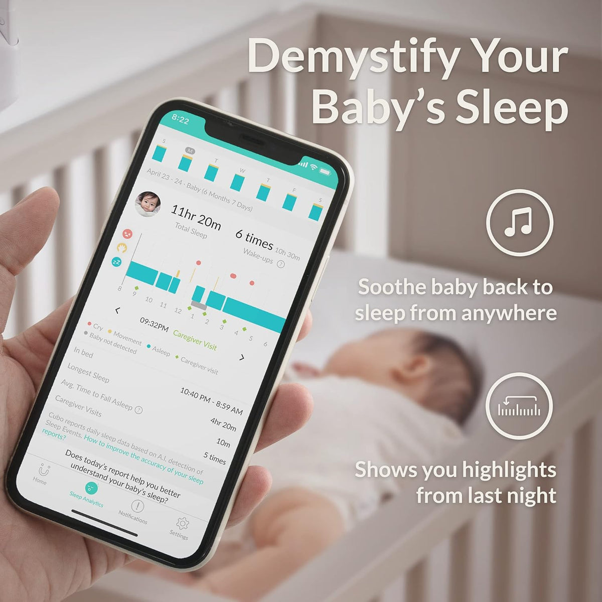 Smart Baby Monitor and 3-Stand Set 1080p HD Night Vision Camera U997327