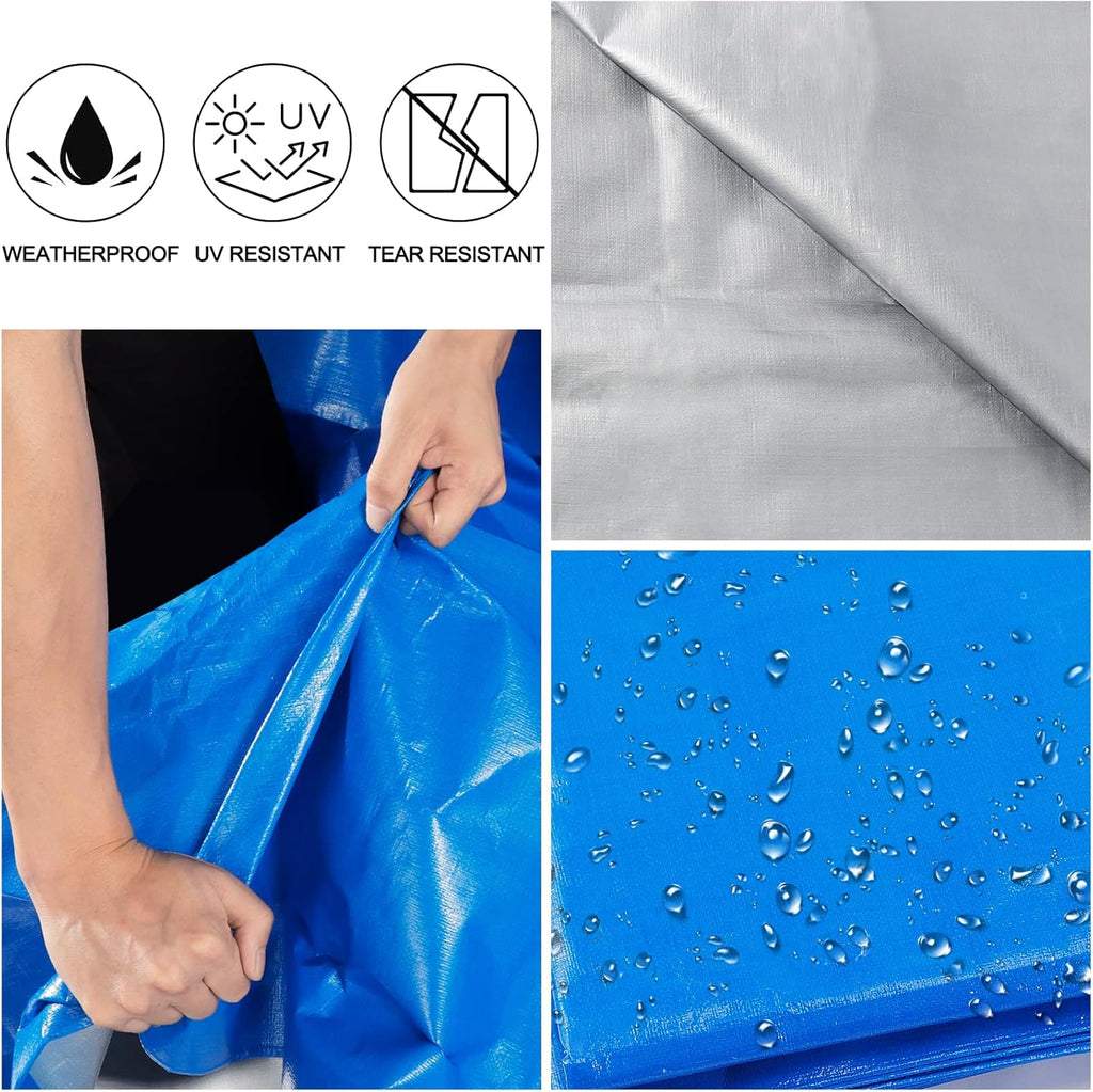 Blue 20x30 Heavy Duty Waterproof Poly Tarp with Metal Grommets I67862