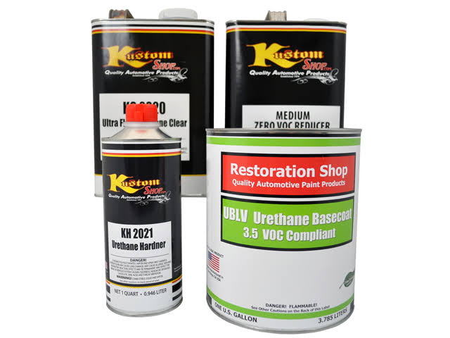 Olympic White Low VOC Urethane Basecoat Clearcoat Auto Paint Medium Gallon Kit U2113