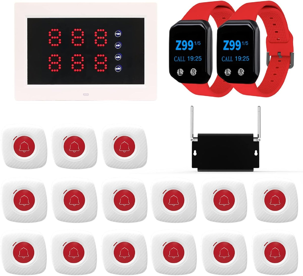 Wireless Calling System with 1 Number Display and 10 Waterproof Call Buttons I3928