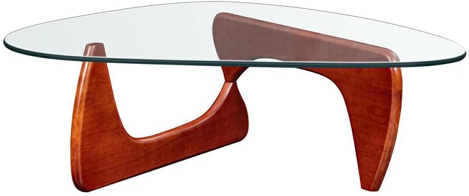 Triangle Glass Coffee Table with Solid Wood Base J6321