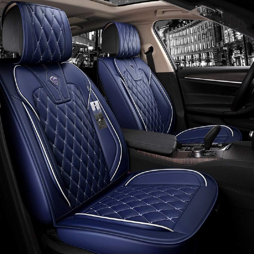 Blue PU Leather Car Seat Covers Full Set F157