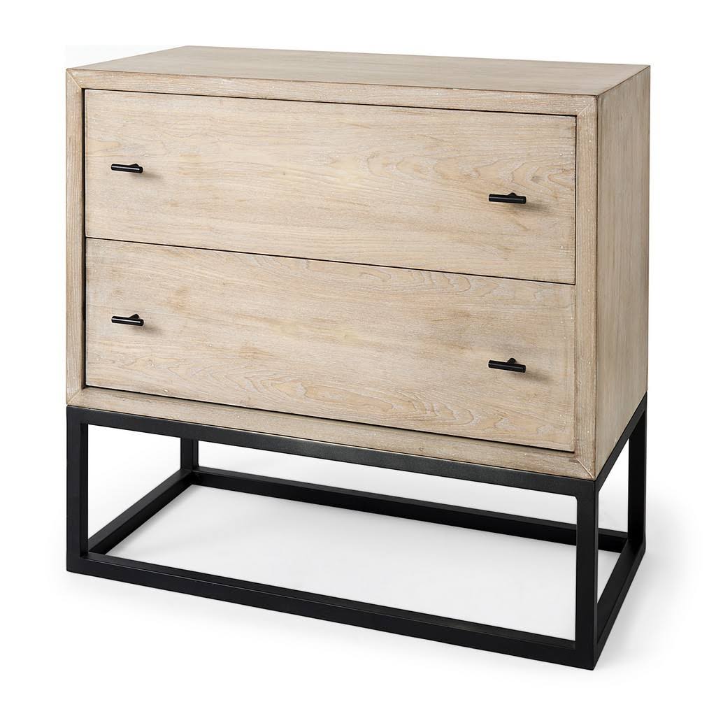 Beige Wooden 2 Drawer Accent Cabinet T9094