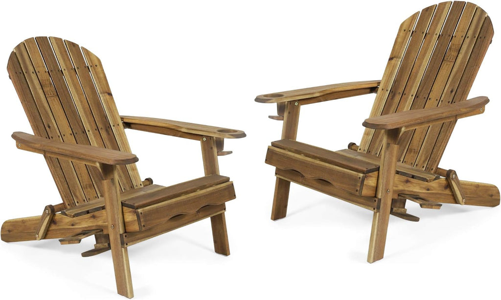 Acacia Wood Folding Adirondack Chairs Set of 2 A92400