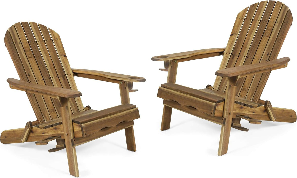 Acacia Wood Folding Adirondack Chairs Set of 2 A92400