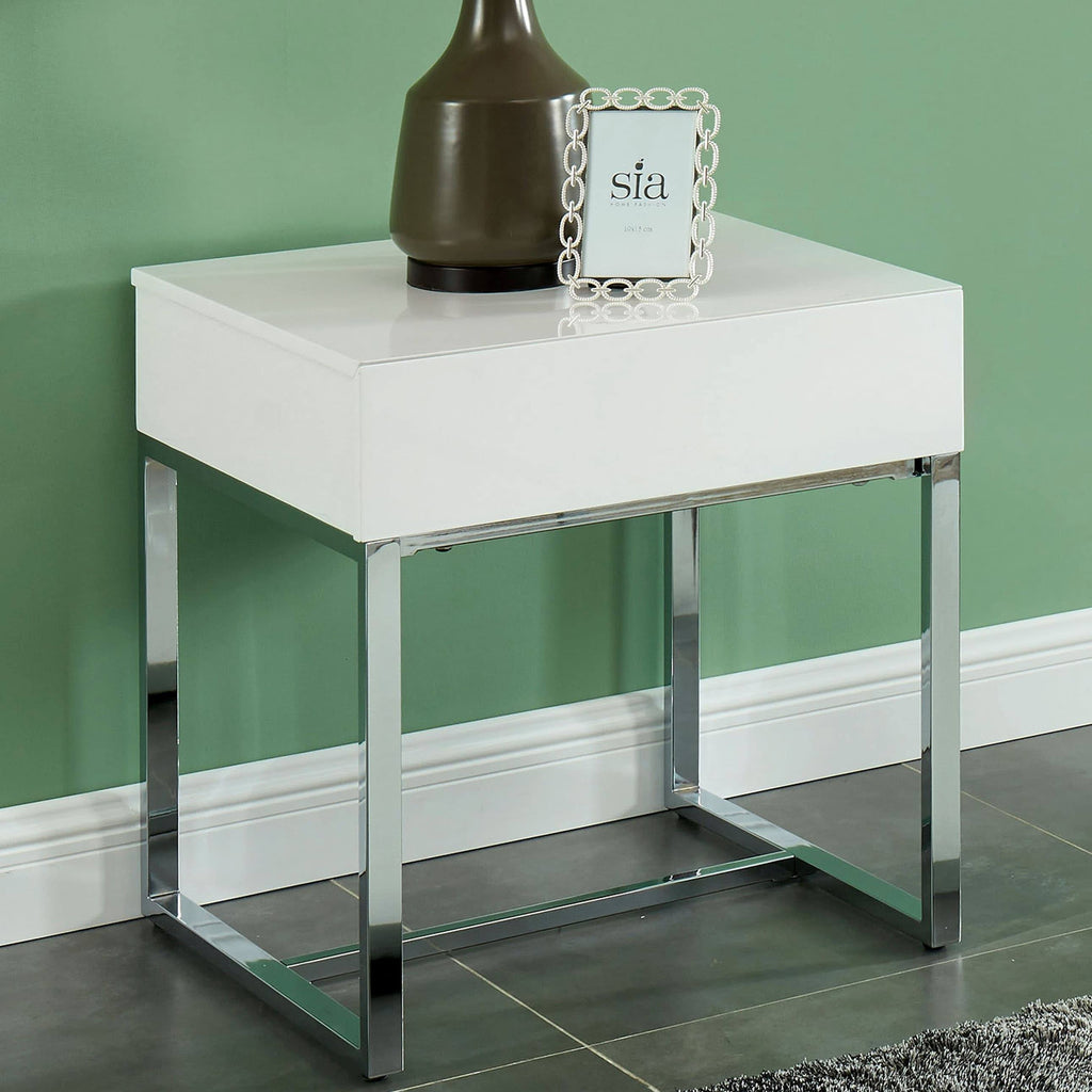 White Wood Rectangle End Table G517