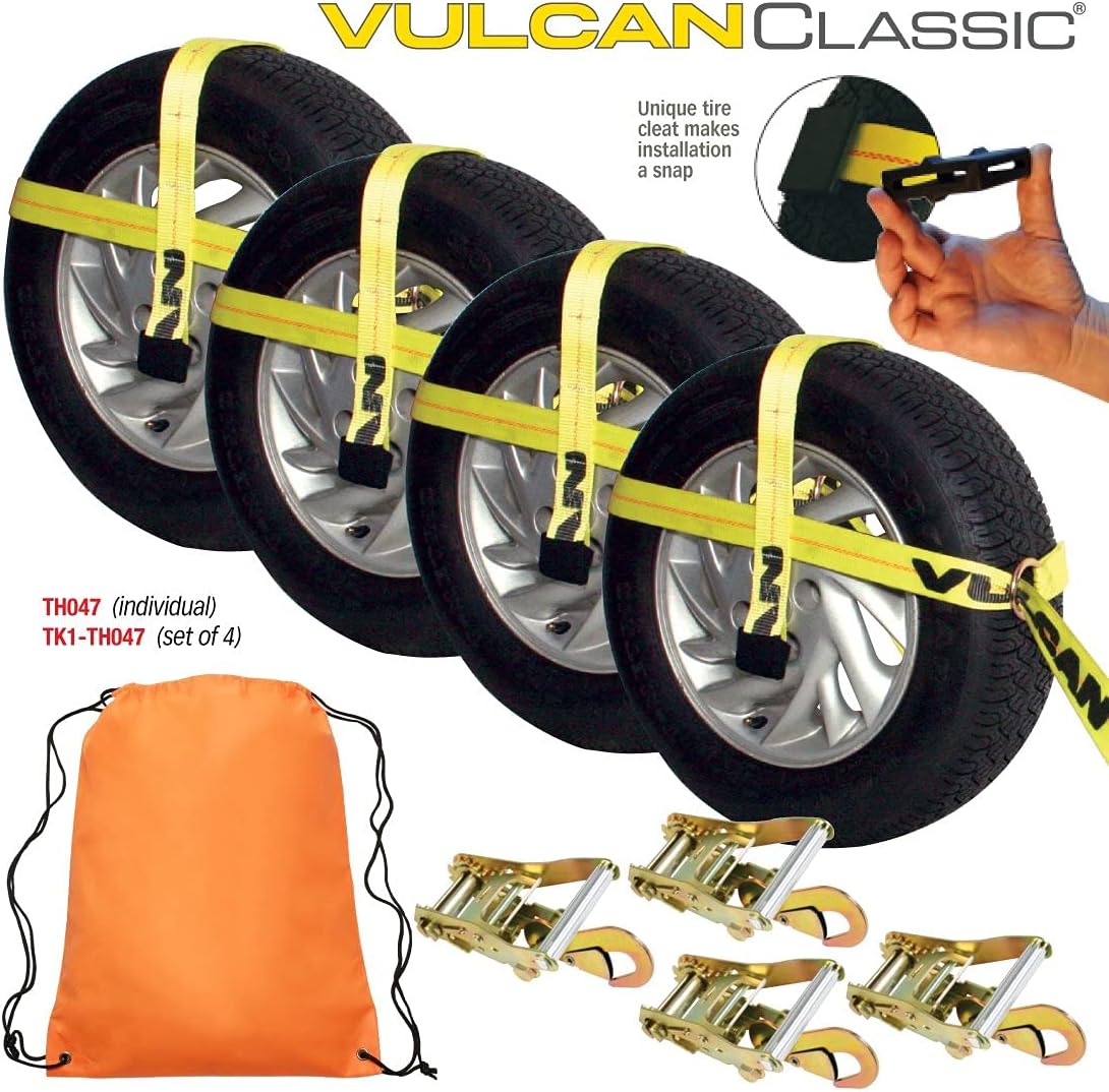 Adjustable Loop Snap Hooks Yellow Car Tie Down Kit K593