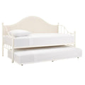 Ivory Metal Upholstered Twin Daybed with Trundle V83569