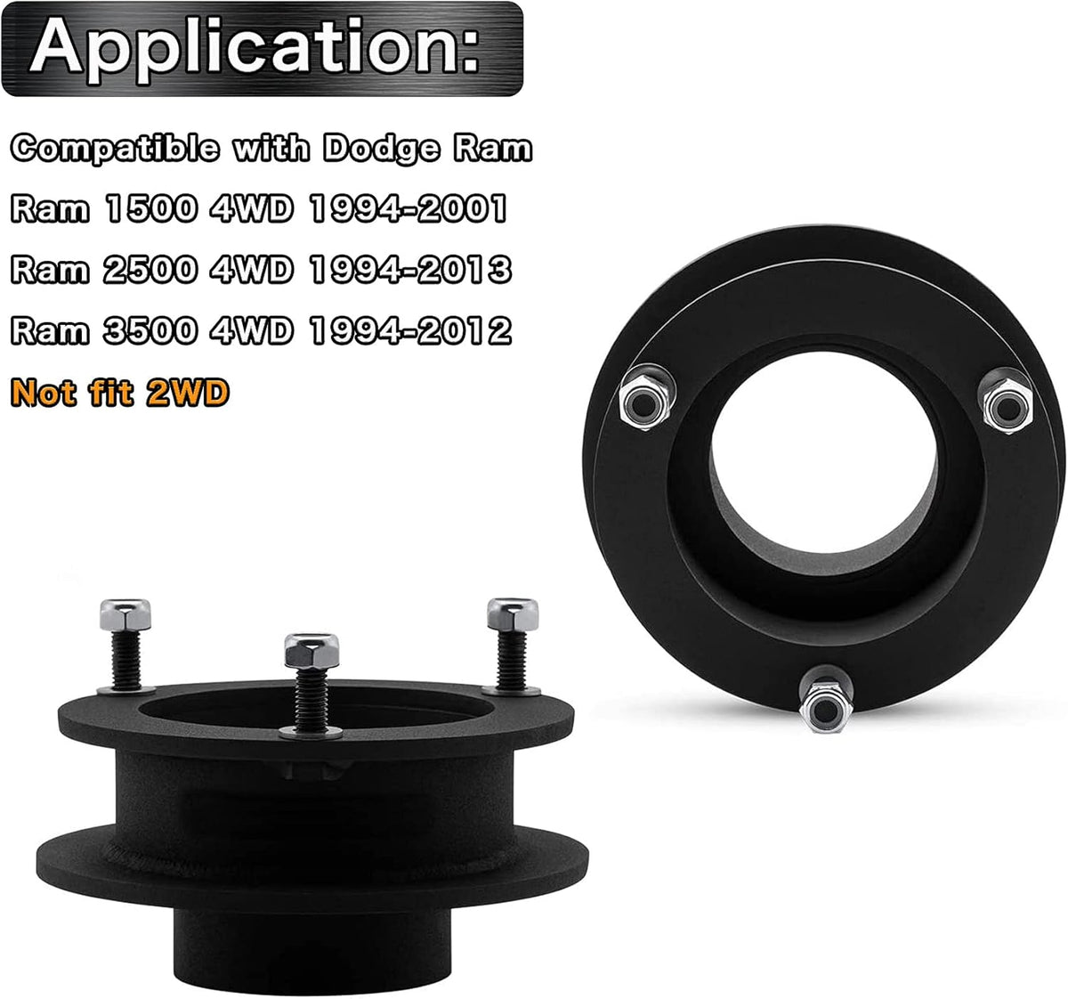 2 Front Leveling Lift Kits for 4WD Dodge Ram 1500 2500 3500 Trucks W311