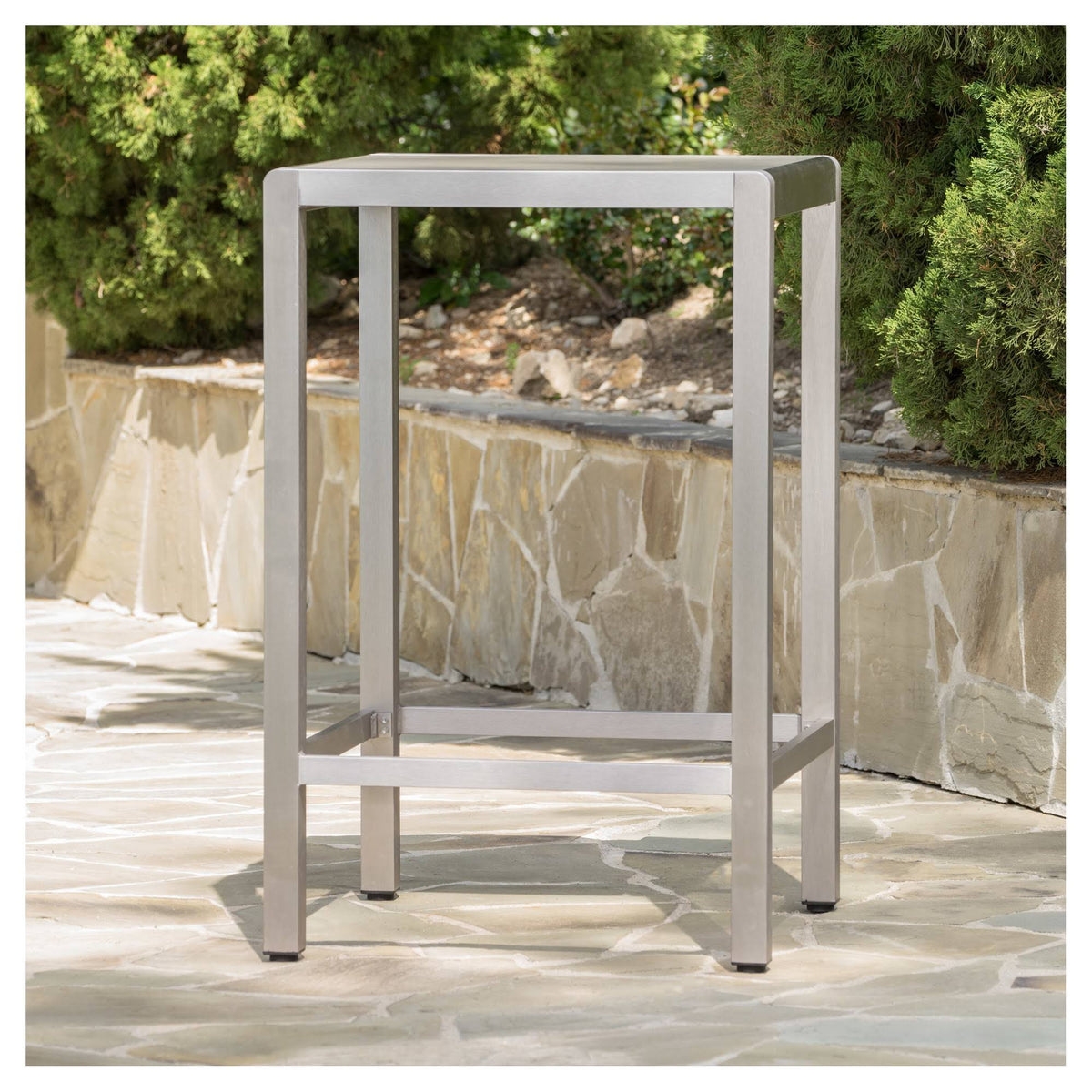 Square Aluminum Bar Table with Glass Top T320735