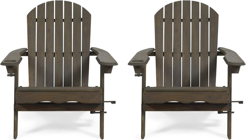 Acacia Wood Folding Adirondack Chairs Set of 2 A92400