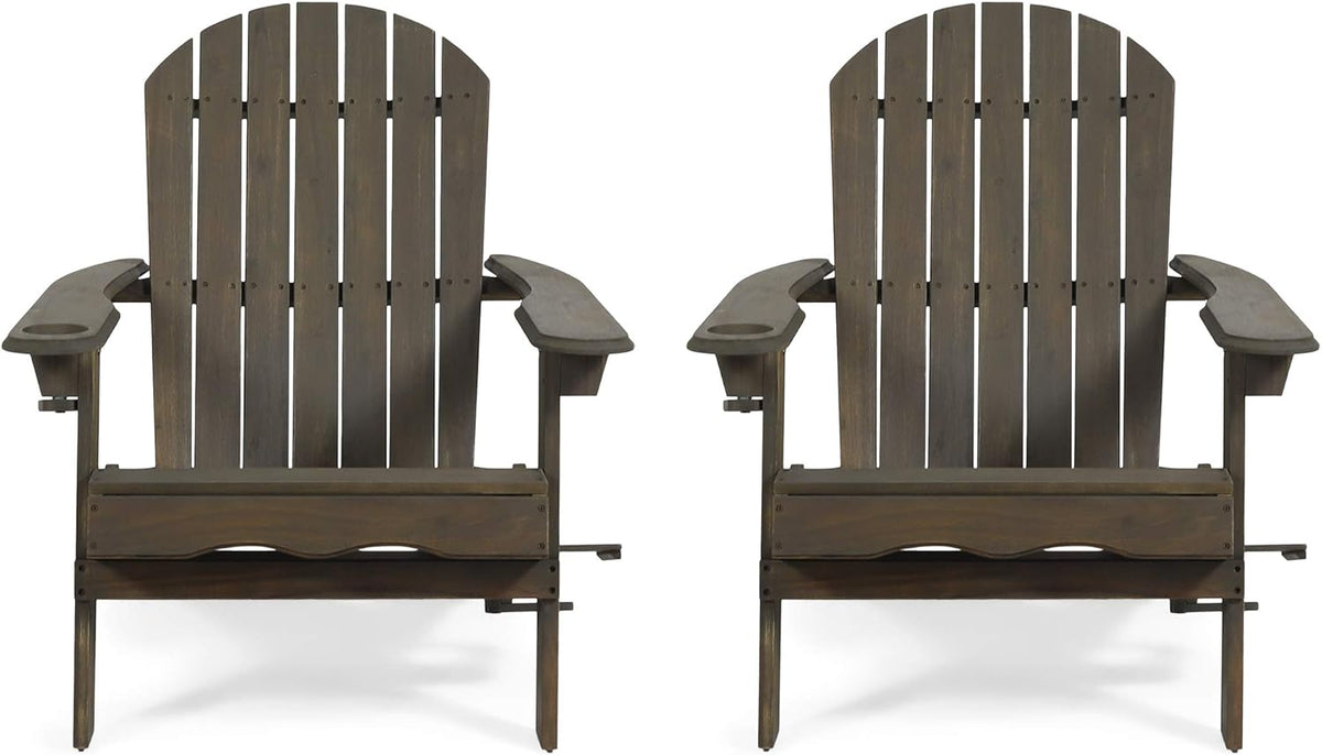 Acacia Wood Folding Adirondack Chairs Set of 2 A92400
