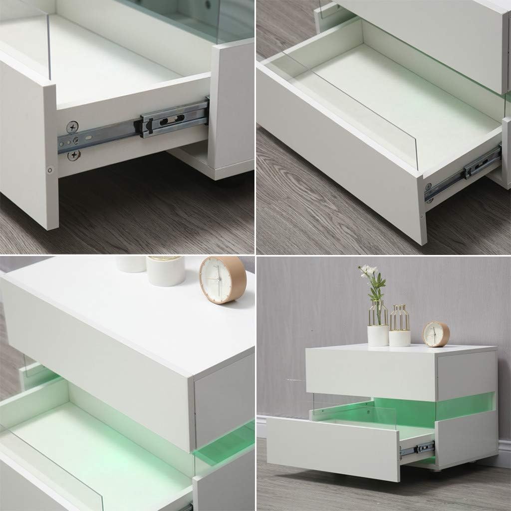White 2 Drawer High Gloss Nightstand N594956