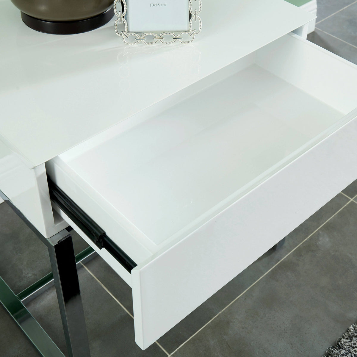 White Wood Rectangle End Table G517