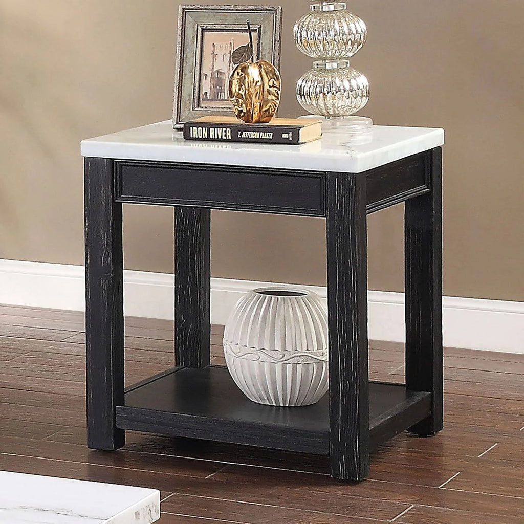 White Black End Table Y49373